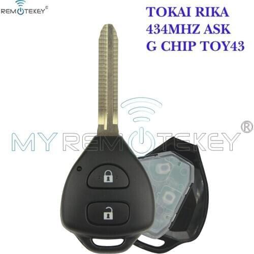 Remtekey TOKAI RIKA Remote key 2 button TOY43 434Mhz for Toyota HILUX+434mhz+G chip