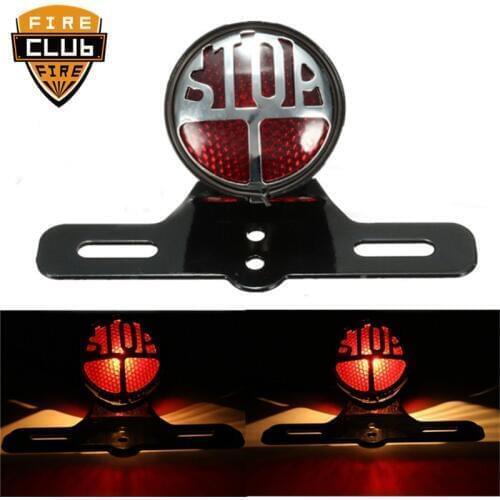 Round Stop Vintage License Mount Tail Light Brake Light Lamp Motorcycle for Harley Bobber Chopper