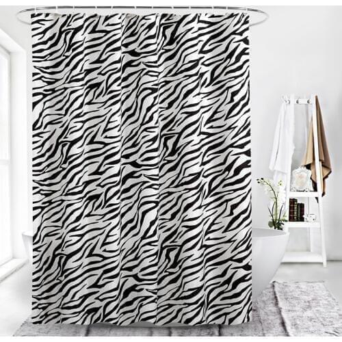 Modern Bathroom Waterproof Bath Curtain Fashion Zebra Pattern Shower Curtain Polyester Toilet Apart Hanging Curtain With Hook