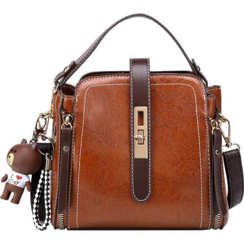 Women Oil Wax Leather Designer Handbags High Quality Shoulder Bags Ladies Handbags Fashion brand PU leather women bags 2019 new