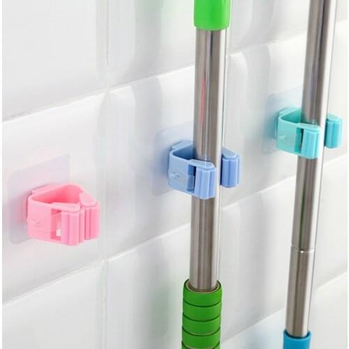 1 PCS Mop And Broom Holder Mop Organizer Towel Rack Garden Storage Rack Kitchen Tool Hanger Folding Rack Behind Doors/On Walls