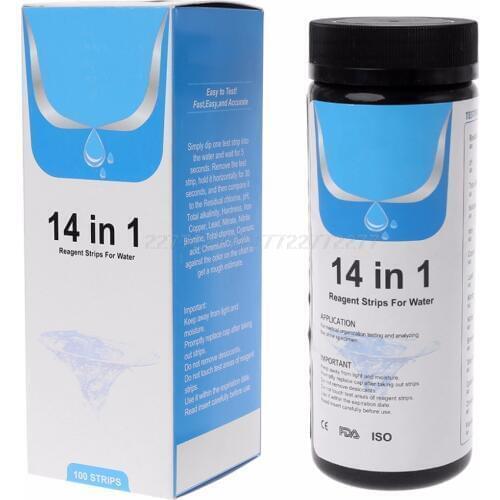 100Strips Water Test Strips Reagent Strip For Water Quality Analyzing Testing With 14 Analysis Residual Chlorine pH Total A27 19