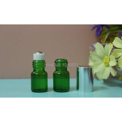 2ML Green Roll on Bottle with Silver Cap, Metal Bead Roller Bottle, Green Roller Bottle, 2ml Perfume Roller Bottle, 100pcs/Lot