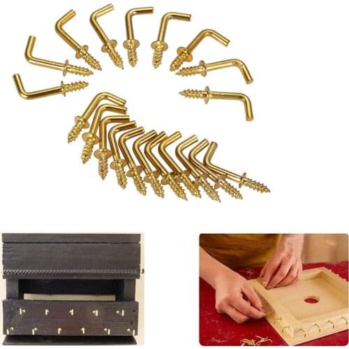 20Pcs Zinc Alloy Right Angle Screw Hooks L Style Photo Frame Hook Photo Frame Hanger Light Hook Dresser Cup Hook