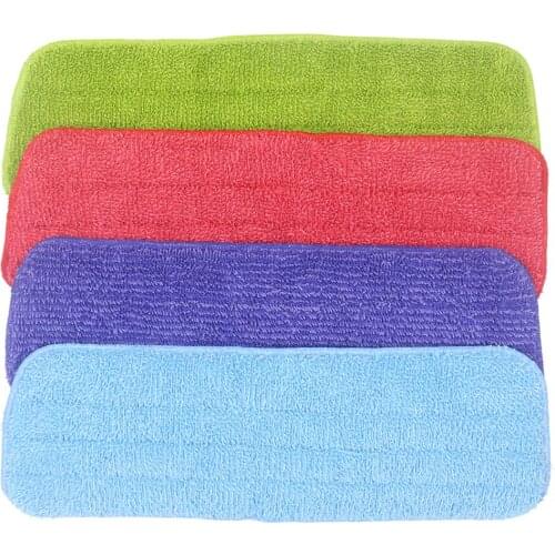 4Pcs Microfiber Mop Cloth Wet and Dry Dual-Use Cloth for Mop Head Replacement 6.5 * 5.7 Inches (Red Green Purple & Blue)