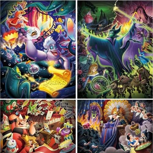 Diamond Painting Cartoon Mosaic Princess and Witch 5D DIY Embroidery Kit Home Decor Square Round Rhinestone Cross Stitch Art
