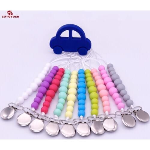 5Pcs Handmade Silicone Pacifier Chains Safe Teething Chain Baby Teether Eco-friendly Pacifier Clips Holder Chain
