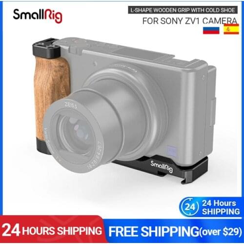 SmallRig L-Shape Wooden Handle Grip With Cold Shoe Cage For Sony ZV1 Camera DIY Rig Dslr- 2936