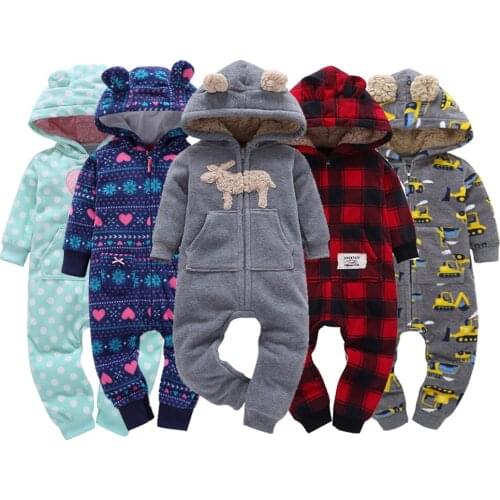 Baby Rompers Clothes Spring Fall Hooded Zipper Soft Fleece Boy Girl Clothing Animal Overall Jumpsuit Newborn Costume Outfits