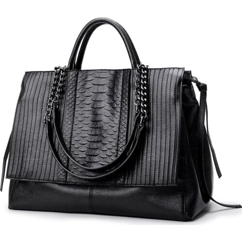Design Women Handbag Luxury Simple Crocodile Leather Handbags Chain Womens Shoulder Bag Black Big Totes Bolsas