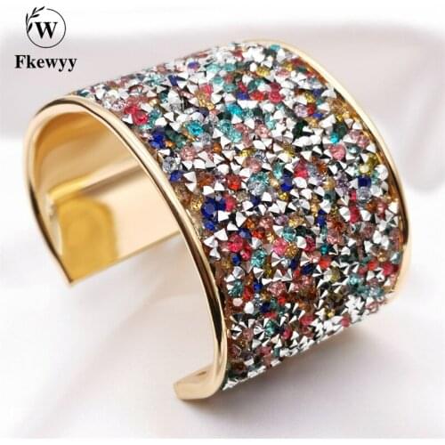 Fkewyy New Color Rhinestones Bracelet Women Bohemia Style Gold Laminated Charm Jewelry Temperament Party Manual Gift Bangles