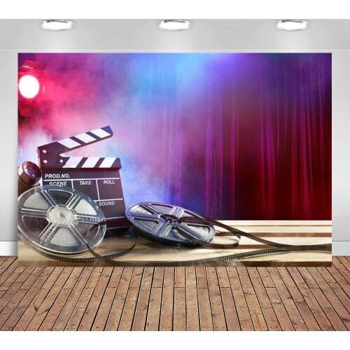 Film Bobbin Clapperboard Background Cinema Video Reel Photography Backdrop Motion Picture Projector Director Scene Retro Banner