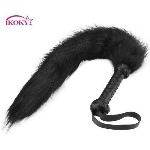 IKOKY Sex Whip Braided Handle Fox Tail Whip Spanking Paddle Adult Games Sex Toys for Men Women Erotic Products Slave Roleplay
