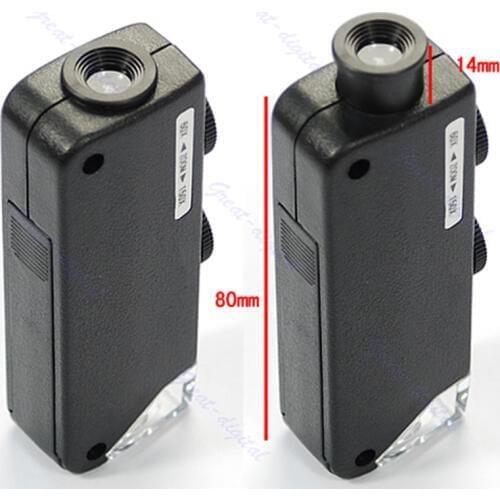 Mini Handheld 60x-100x Pocket Microscope Magnifer Loupe With Leather Bag