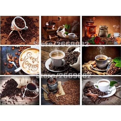 5D DIY Diamond Painting Coffee Scenery Home Decoration Full Square Drill Mosaic Beaded Rhinestone Picture TT1519