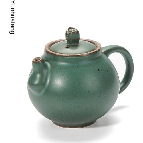 Stoneware Kung Fu Tea Set Tea Pot Tea Tie Guanyin Tea Pu'er Tea Making Device Retro Iron Glaze Single Teapot Ceramic Tea Pot
