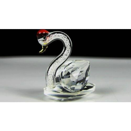 Red Romantic Crystal Swan Diamond Small Animal Figurines For Lovely Gift Home Decoration