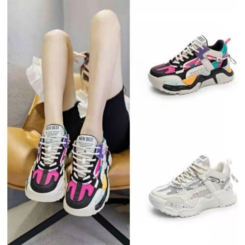 New Women Casual Sneakers Ladies White Platform Shoes Girls Sport Sneakers Female Brand Chunky Sneakers Slip On Shoes Trainers