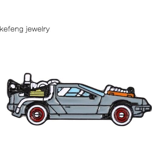 Fashion Back to the future Delorean brooch time space travel fans flair addition Enamel Lapel rooches Badges Backpack Cute Pins
