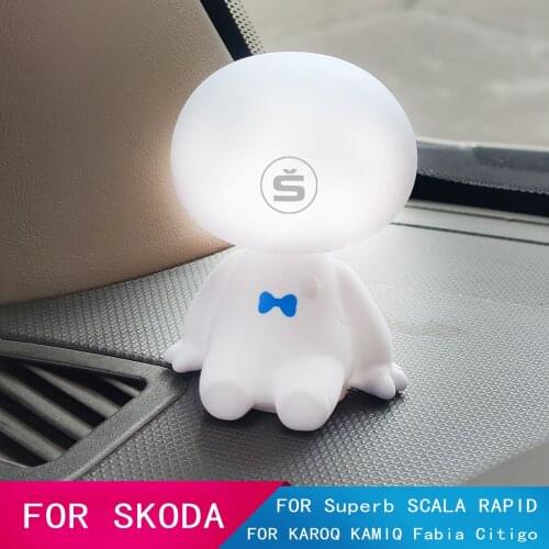 Cartoon Shaking Head Figure Car Ornaments Big Hero Doll Toy for Skoda FABIA KAMIQ KAROQ KODIAQ GT OCTAVIA RAPID SUPERB VRS YETI