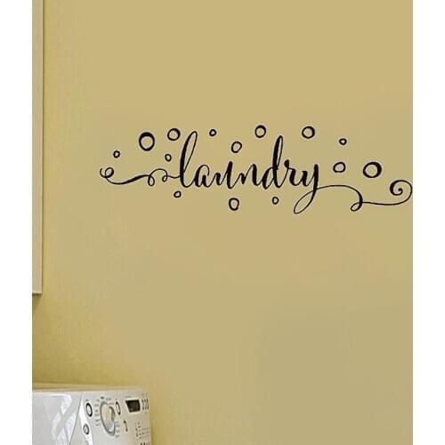 Laundry Room Wall Sticker Decoration Art Murals Vinyl Laundry Sign With Bubbles Decals For Home Wash Room Murals Wallpaper