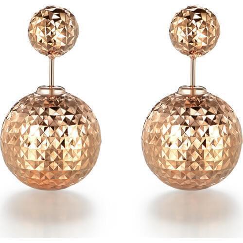 New Arrival AU750 Gold Earrings Women Fashion 16mm Stud Earrings