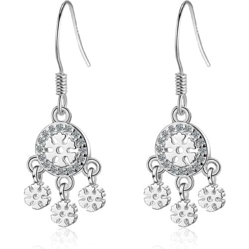 New Fashion Women Gold Drop Earrings Jewelry Female Charm Girl Silver Plated Earrings Long Crystal Lady Accessories