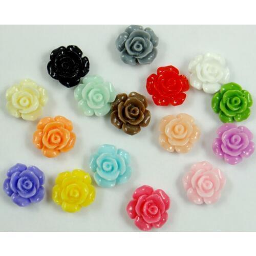 Wholesale 50PCs various colors Rose Flower Shape Acrylic Beads Bracelet Necklace Jewery Findings 20mm 50Pcs/Bag NO HOLE