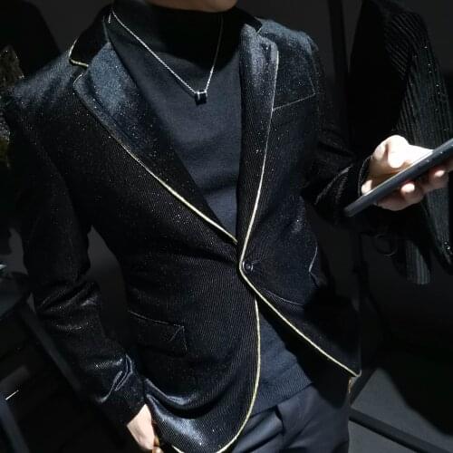 Autumn Winter Korean Style Velvet Stripe Blazer Man Blazer Hombre Casual Terno Masculino Stylish Blazers For Men Blazer Hombre