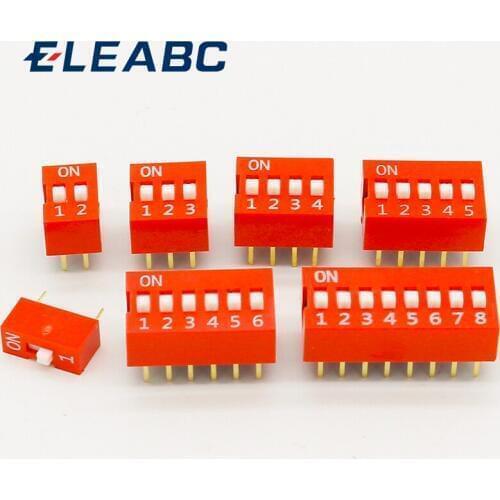 35PCS/LOT Dip Switch Kit In Box 1 2 3 4 5 6 8 Way 2.54mm Toggle Switch Red Snap Switches Each 5PCS Combination Set
