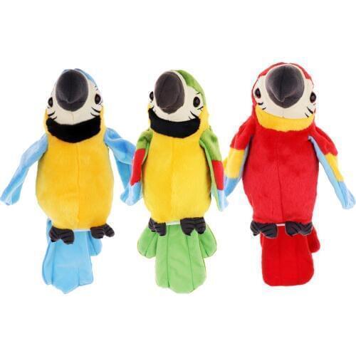 Plush Talking Parrot - Repeat What You Say Electronic Animal Pet Buddy Toy Gift for Kids Children