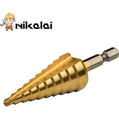 Hex Titanium Step Cone Drill Bit 4-22 mm HSS 4241 Titanium Plated Hole Cutter For Sheet Metal Drop Shipping Support Mar10-45