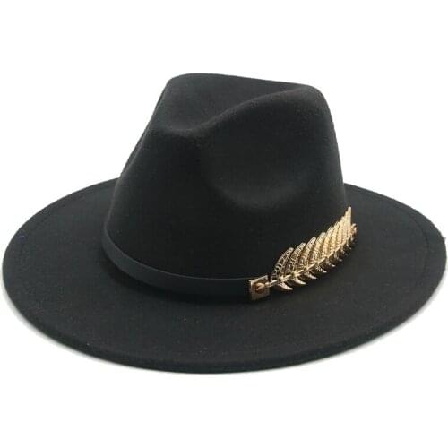Richkeda Store New 2021 Fedora Hats Women Winter Autumn Wide Brim Winter Hats Solid Color Band Belt Vintage Red Black Camel Men