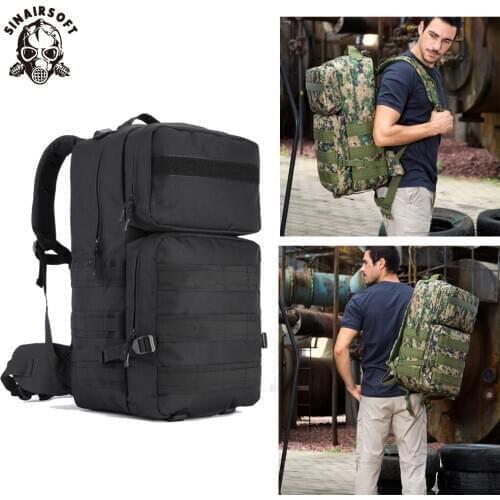 SINAIRSOFT 55L Hiking Camping Travel Tactical backpack 17 Inch laptop Molle Climbing Bags Waterproof Rucksack Sports Backpack