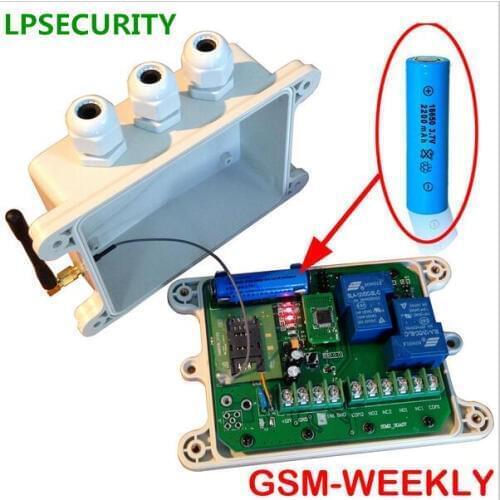 LPSECURITY Rainproof GSM Weekly timer controller battery backup for wireless controlling of gate, door, lighting, irrigating