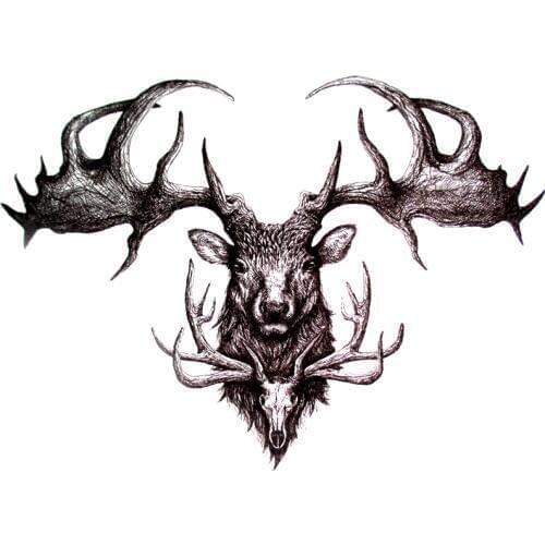 Skull Deer Temporary TattooS Body Art Flash Tattoo Stickers Waterproof High Quality Henna Tattoos Beauty Tatoo Sleeve