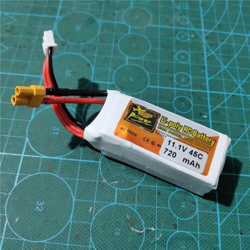XF Power 3S Lipo 11.1V 720mah 45C Lithium Battery XT30 Plug Connector for RC Remote Control Brushless Helicopter Spare Parts