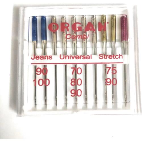 Japan Top Quality Organ nedlle combi JEANS,UNIVERSAL ,STRETCH 130/705H 70/75/80/90/100 DOMESTIC SEWING MACHINE NEEDLES