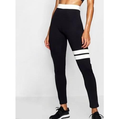 Sample Fitness Women Black Leggings Fashion solid Print High Waist Elastic Push Up Ankle Length Polyester Leggings