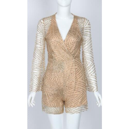 Jumpsuit romper trumpet sexy club beach casual party elegant long sleeve backless sequins women 2018 summer autumn spring