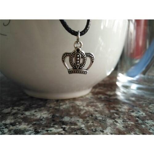 Newly love Women imperial crown charm pendant Necklace Alloy queen Crown leather Necklaces Girl gift lucky Jewelry