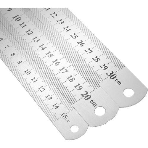 1pc 15/20/30cm Thicker Stainless Steel Metal Ruler Double Sided Measuring Beads Chain Jewelry Measure