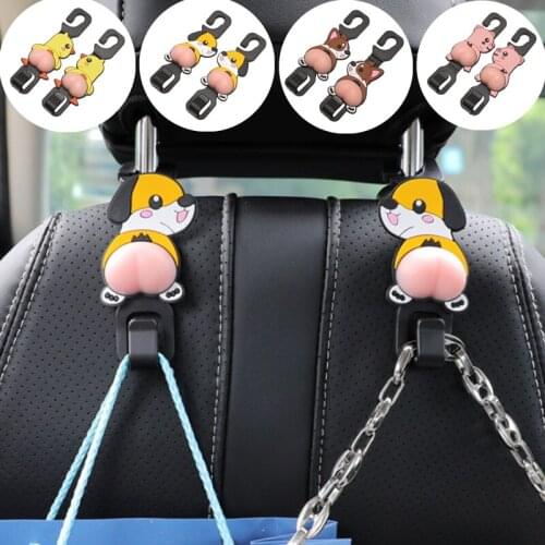 2pcs Car Hooks Organizer Storage Universal Car Cartoon Seat Back Hook Hangers Organizer Car Holder Auto Interior Accessries