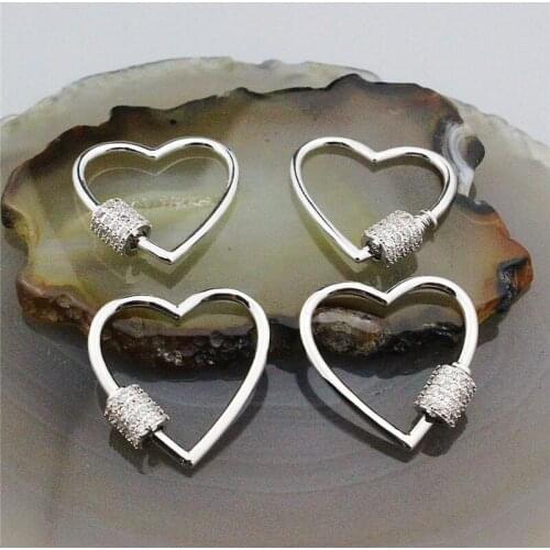 23mm 10pcs/lot Cz heart shape charm,cubic zirconia micro pave accessories,cz clasp jewelry accessories wholesale