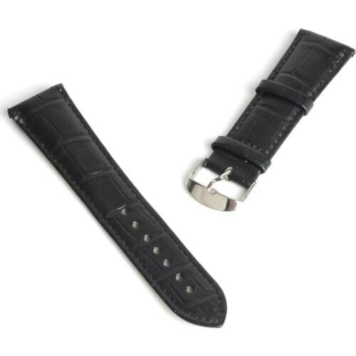 24mm Unisex Genuine Leather Watch Band Strap Bracelet Black Fashion Watchband SB0502