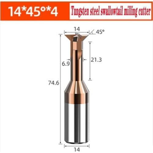 55Degree Carbide Tungsten Steel Dovetail Milling Cutter 45Degree Chamfering 14*74.6*14*21.3 machine accessories