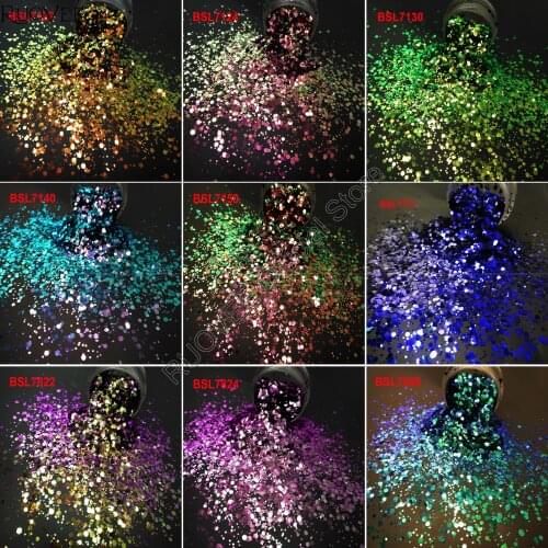 8COLORS Chameleon Glitter Mixed Metallic Luster Hexagon Shape Nail Art for Craft Decorations Makeup Facepainting DIY Accessories