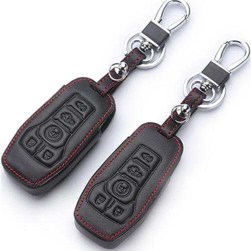 Car Styling, Leather key chain ring cover case holder For Ford Focus 2 3 4 MK2 MK3 MK4 Kuga Edge Mondeo Fusion Ecosport Fiesta