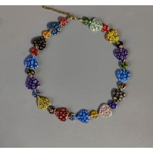 Bohemian exquisite heart-shaped bead necklace handmade intricate pattern beads creative neck accessories for women banquet charm