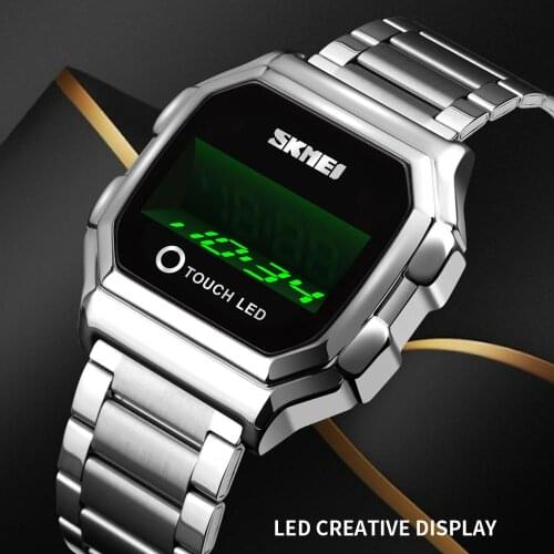 SKMEI Top Luxury Brand Watch Men Watches Creative LED Digital Touch Watches Stainless Steel Man Wristwatches Relogio Masculino